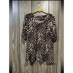 Susan Graver Liquid Knit Printed Top with Shirring Scoop Neckline
